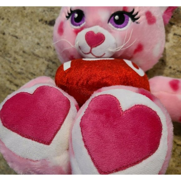 BuildABear Toys Build A Bear Huggable Hearts Pink Kitty Plush Toy